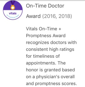 Vital's On-Time Doctor Award 2016, 2018 Criteria