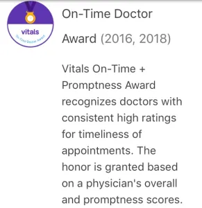 Vital's On-Time Doctor Award 2016, 2018 Criteria